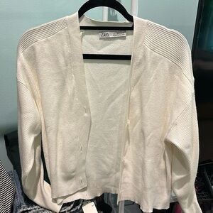 Zara Cream Button Up Cardigan Sweater